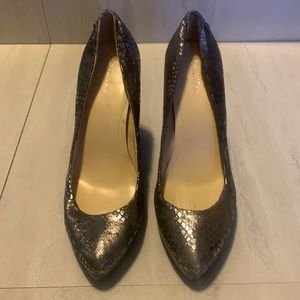 Calvin Klein Emmy Women's Python Embossed Pumps Silver Anthracite Platform